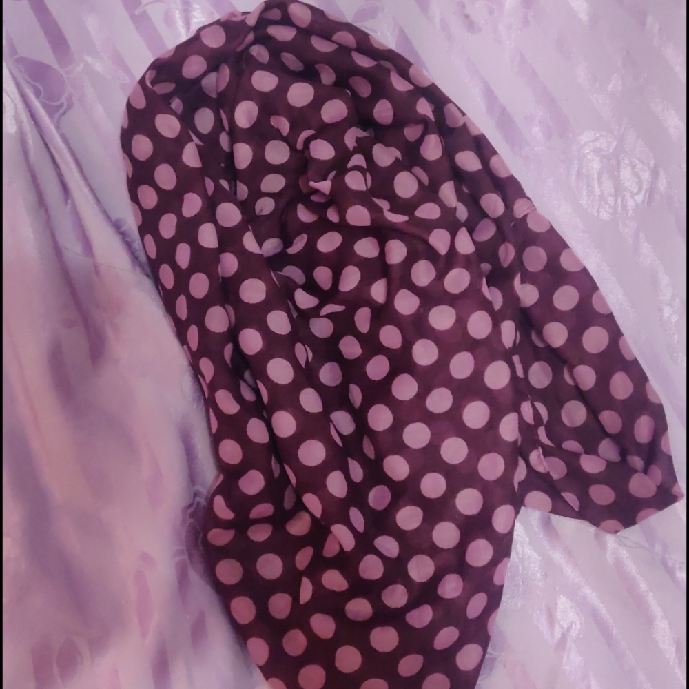 Purple polka dot infinity scarf